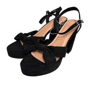 A New Day Black Riah Open Toe Ankle Strap Block Heels Size 9.5 Women’s NWT